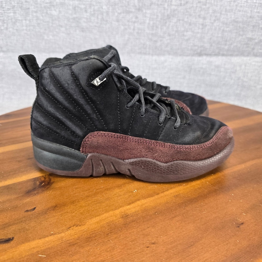 Jordan 12 Retro A Ma Maniere Black‎ Burgundy FB2686-001 Kids Size 12.5C